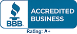 BBB logo with A+ accreditation rating